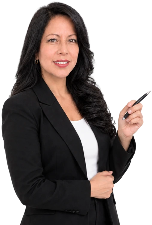Verónica Flores con un bolígrafo en la mano