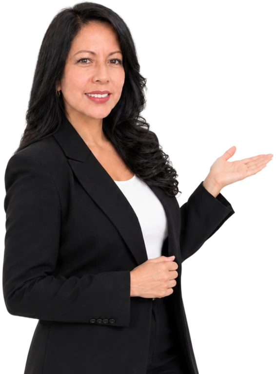 Verónica Flores señala hacia el formulario